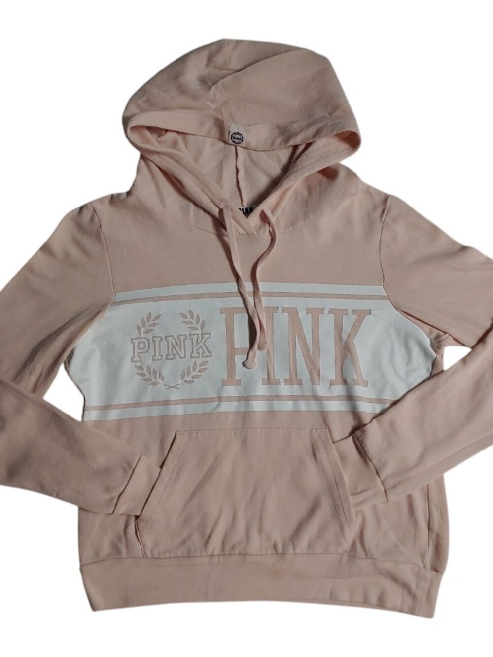 Victoria's Secret PINK Hoodie Womens Medium M Pink Pullover Graphic Sweatshirt
